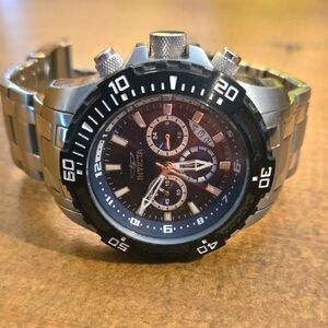 Invicta Silver and Black Chronograph Watch